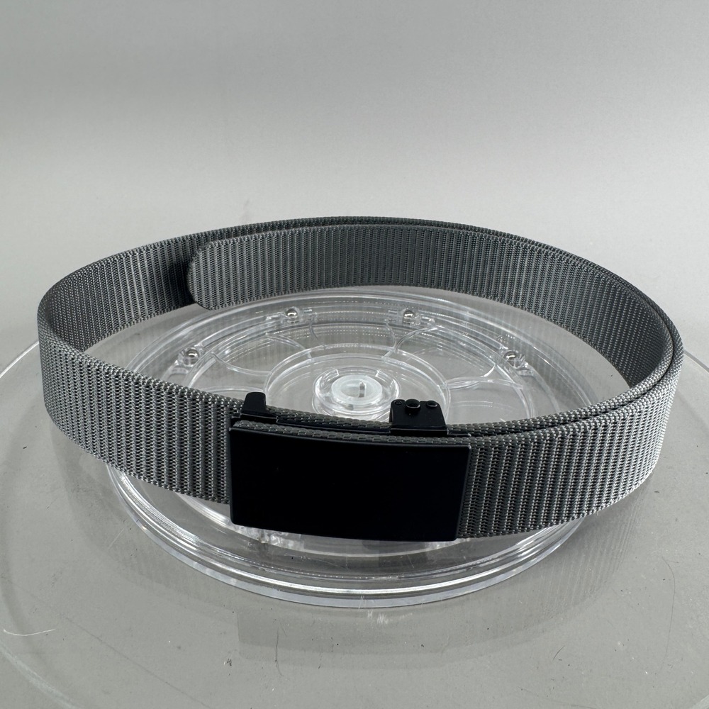 Unbranded Belt Mens 34 Nylon Web Tactical Belt Matte Black Plaque Buckle Grey